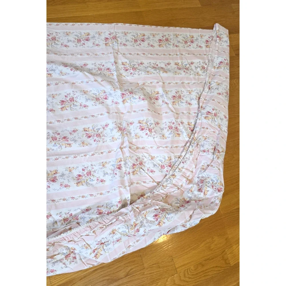 Ralph Lauren Millicent King Sheet Set Pink Floral Stripe Grandmillennial Italy